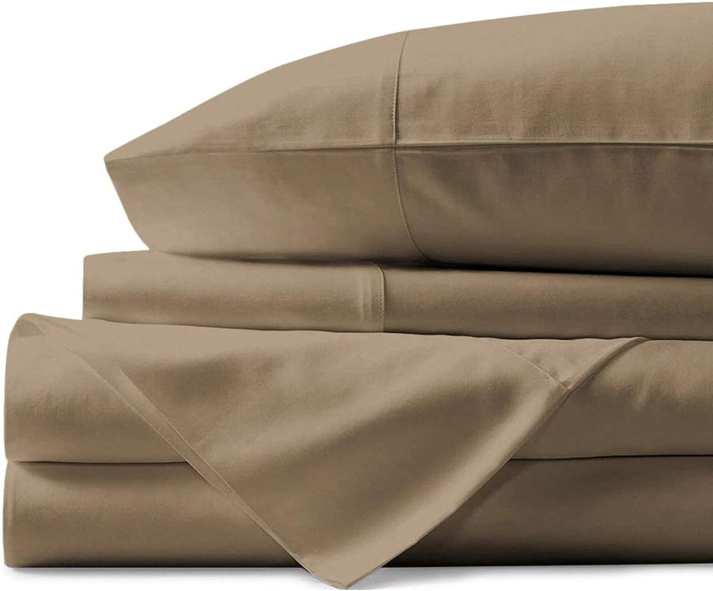 5 Piece Sheet Set- Egyptian Cotton 600 Thread Count - Luxury Bedding Set Fits Up to 15 Inches Deep Pocket - 5 Piece Sheet Set (Split King Size, Taupe)