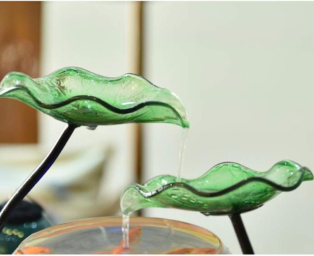 Tabletop Fountain Tabletop Fountain Ceramic Lotus Leaf Desktop Fountain Fish Tank with Atomizer Fountain Home Decoration 12.2 Inches Exquisite Decoration