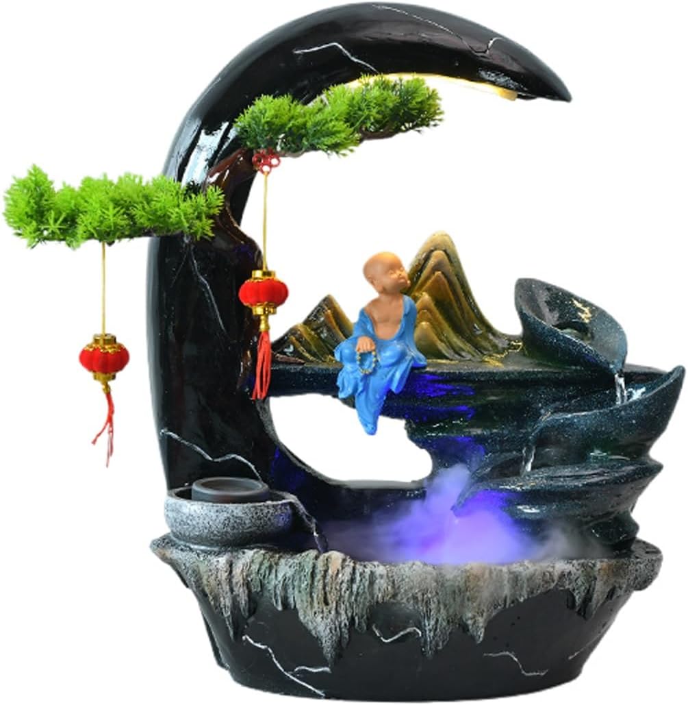 Tabletop Fountain Rocky Mountain Flowing Water Fountain Living Room High Mountain Circulating Water Humidifier Office Front Desk Desktop Decoration Desktop Fountain (Color : 06)