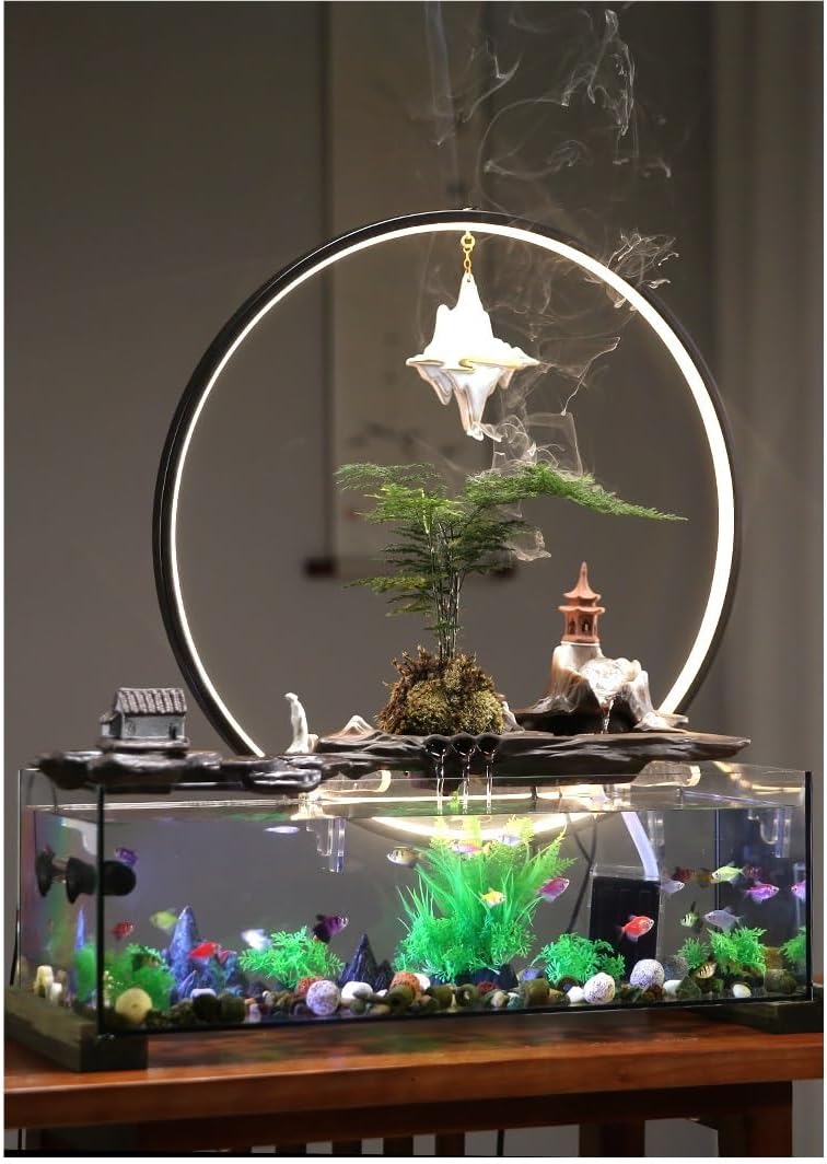 Water Fountains Indoor Fish Tank Living Room Water Ornaments Circulating Water TV Cabinet Desktop Decoration Porch Small Home Fish Tank Tabletop Fountain