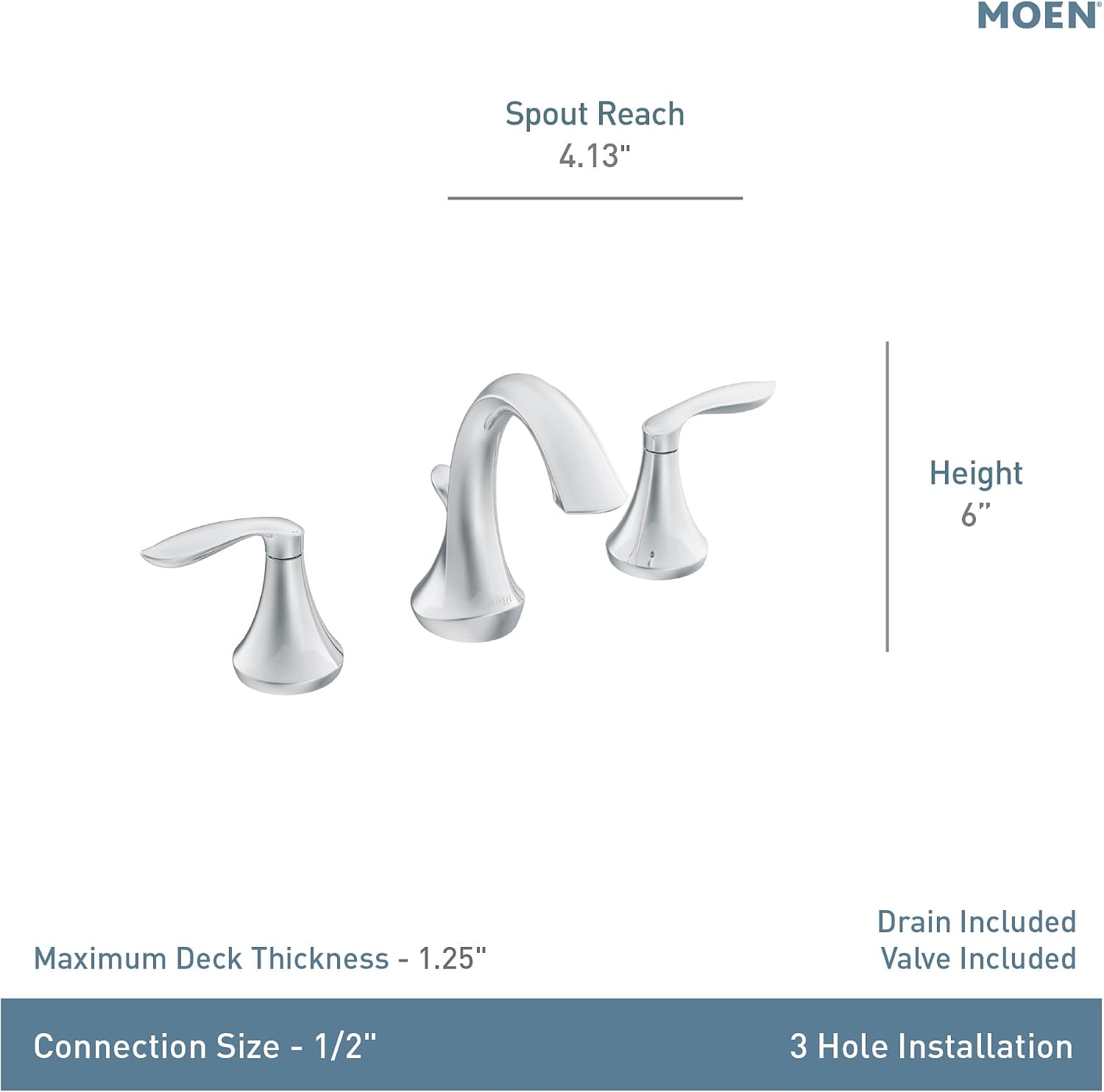 Moen Eva Oil-Rubbed Bronze Two-Handle High Arc Widespread Bathroom Sink Faucet for 3-Hole Setups with Valve Included, TV6420ORB
