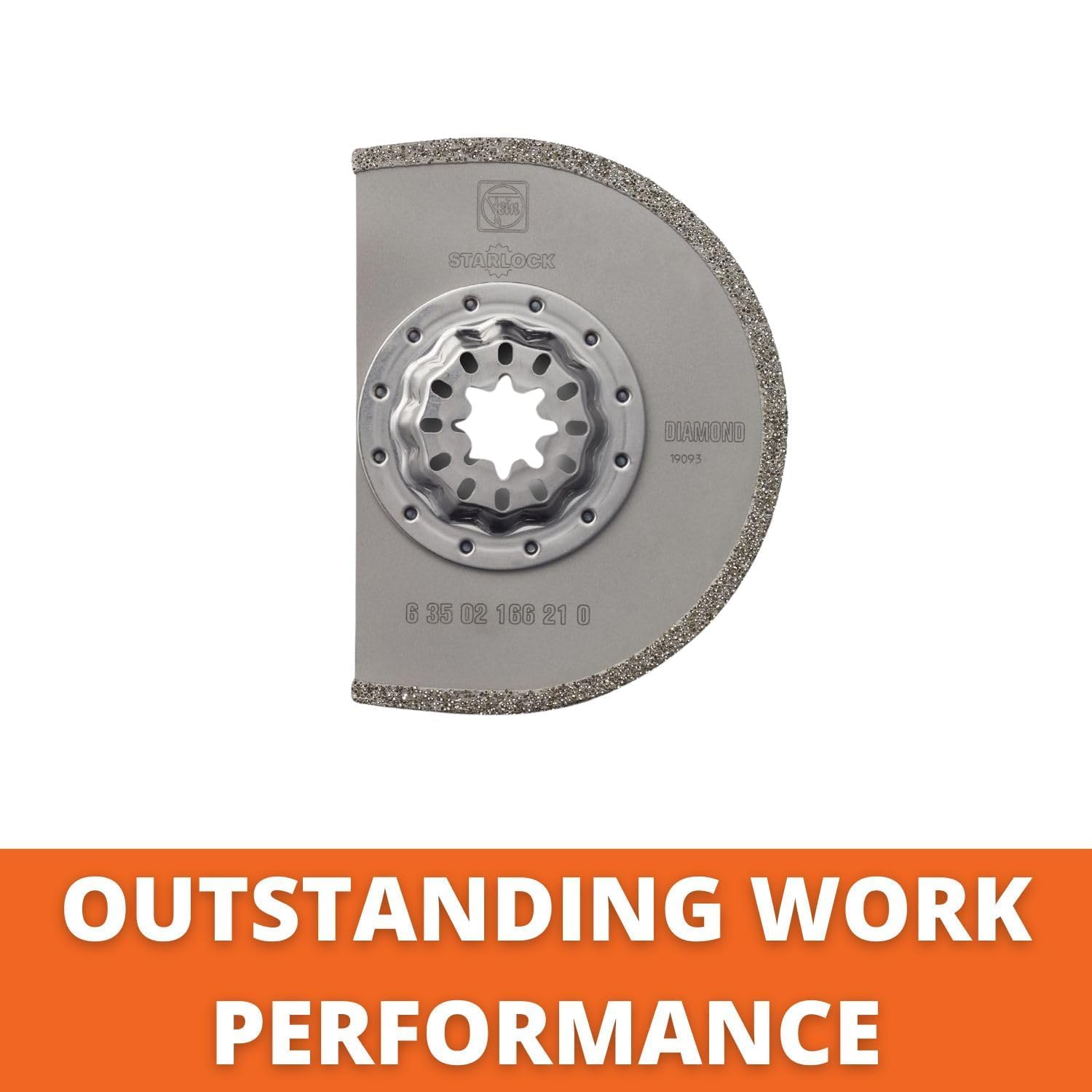 Fein Starlock Diamond Segmented Saw Blade for MultiMaster Tools - Precise Marble, Epoxy Resin and Pozzolan Grout Removal, 3-17/32' Diameter, 3/32' Kerf, 5-Pack - 63502166230