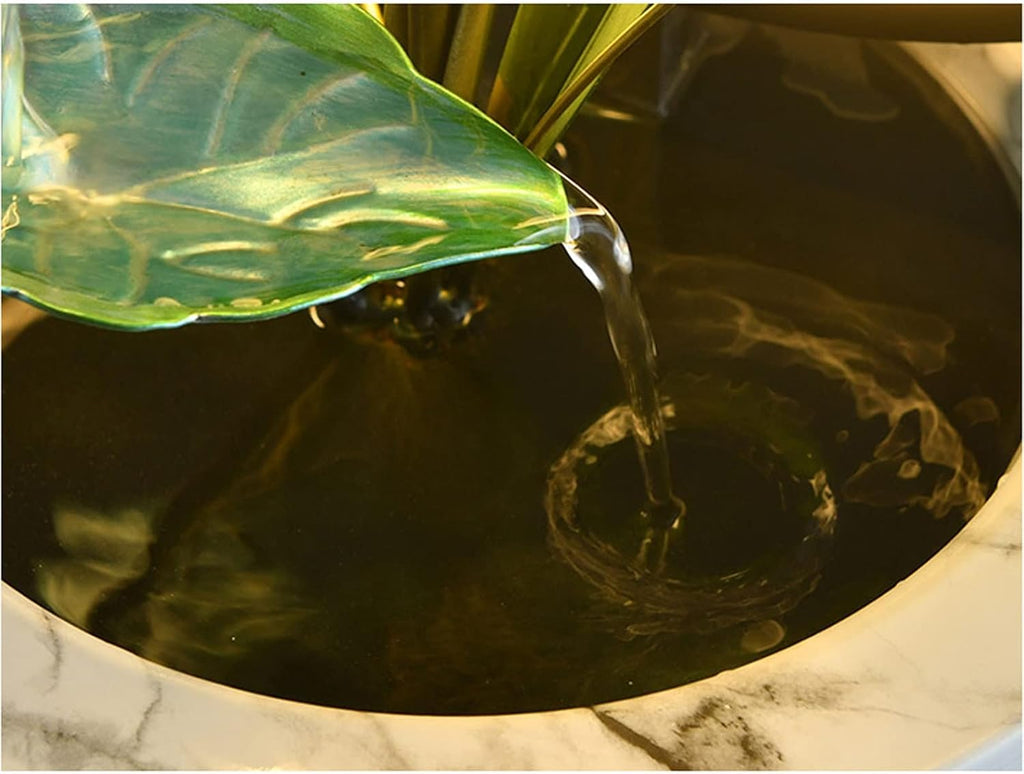 Desktop Fountain Tabletop Fountain Desktop 4-Tier Indoor Green Iron Lotus Leaf Relaxation Fountains Waterfall Office Home Decor