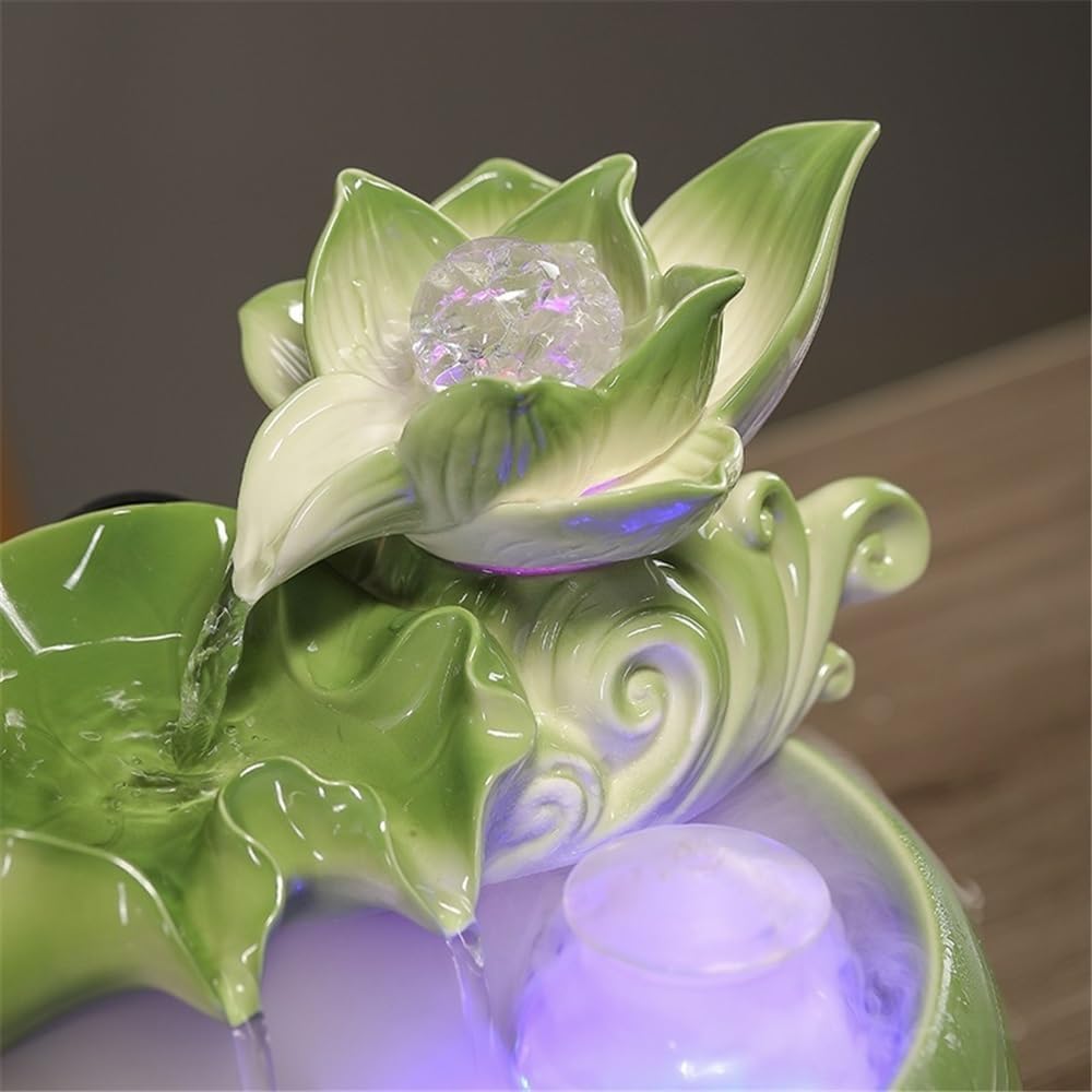 Desktop Fountain Ceramic Fish Tank Tabletop Fountain with Feng Shui Ball for Indoor and Home Decoration