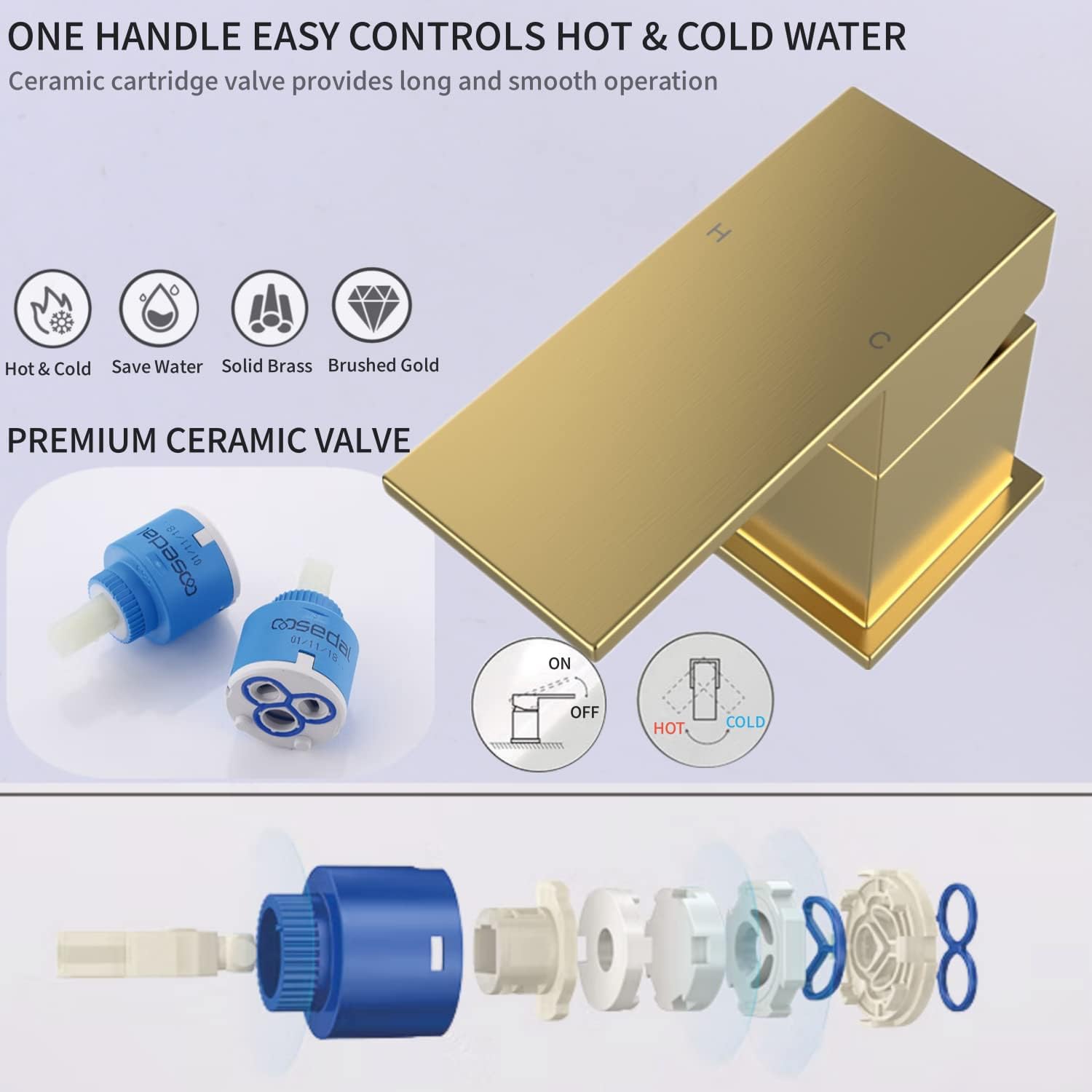 Waterfall Roman Tub Faucet with Hand Shower, Brass Bathtub Faucet Deck Mount Tub Filler Faucets with Sprayer Brushed Gold