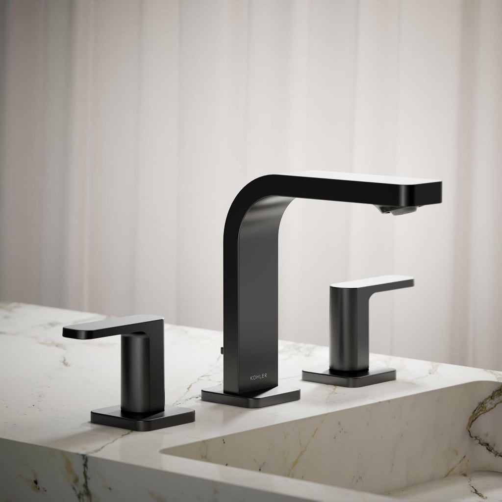 Kohler K-23484-4K-BL Parallel Widespread Bathroom Sink Faucet, 1.0 GPM, Lever Handles, Matte Black