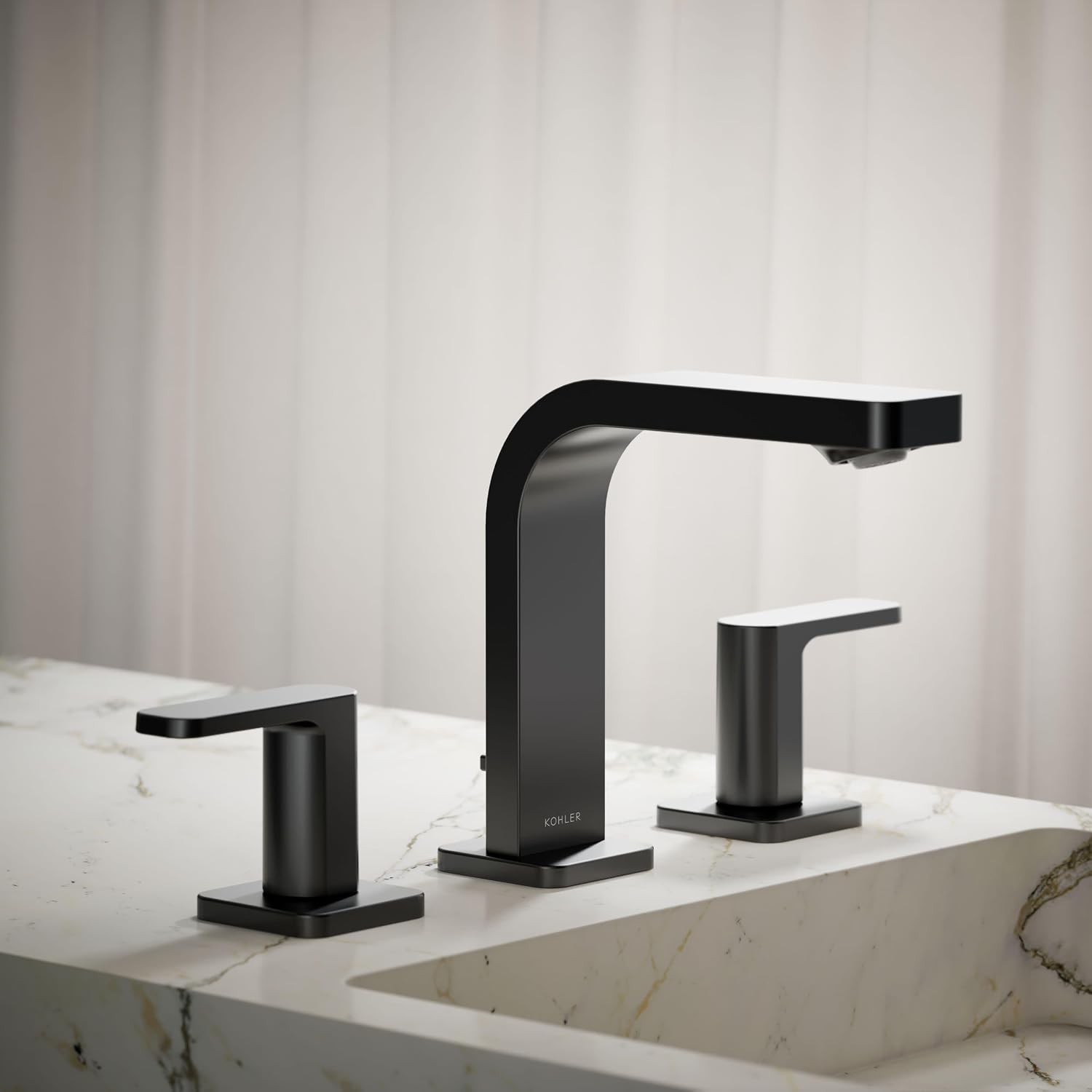 Kohler K-23484-4K-BL Parallel Widespread Bathroom Sink Faucet, 1.0 GPM, Lever Handles, Matte Black