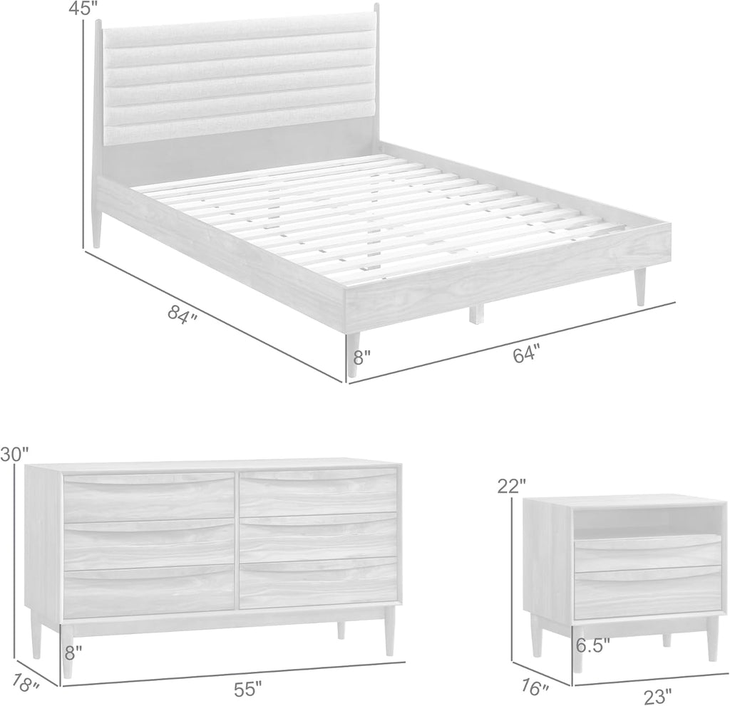 Armen Living Artemio Queen 4 Piece Wood Bedroom Set in Walnut Finish