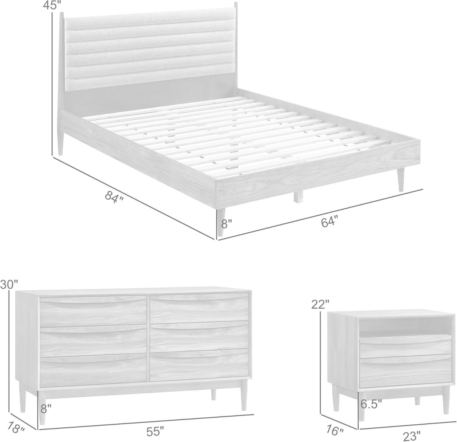 Armen Living Artemio Queen 4 Piece Wood Bedroom Set in Walnut Finish