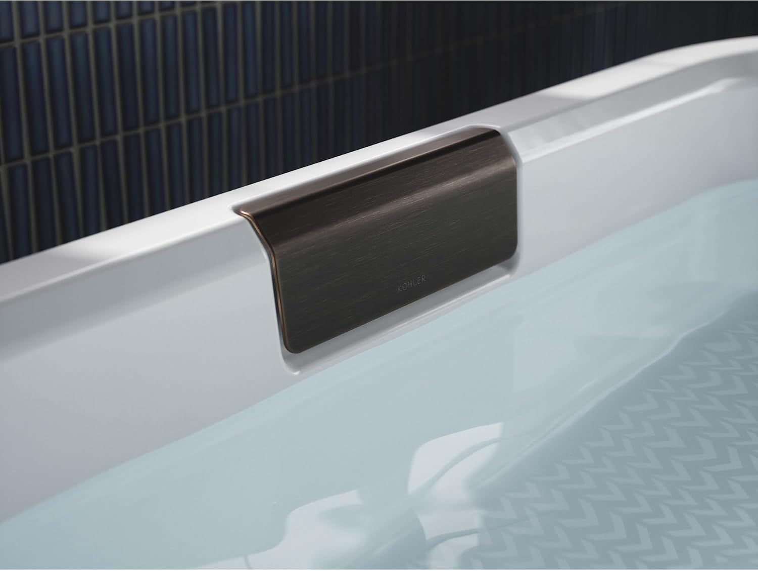 Volute Bath Drain Trim with Drain Flange, Overflow Cover, and Toe-Tap Drain with Strainer