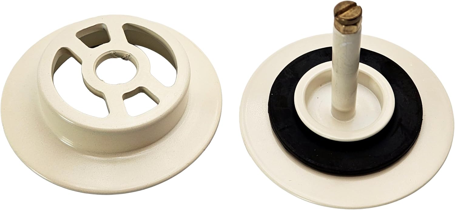 Westbrass A50P45-65 45' SCH. 40 PVC Cable Driven Bath Drain Trim Kit with Rotary Overflow Cover Knob and Pop-Up Stopper, Biscuit