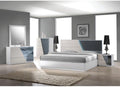 Modern 5-Piece Eastern King Size Bedroom Set, LED Lighting, High Gloss Lacquer Finish Wooden Bedroom Set, Zebra Gray
