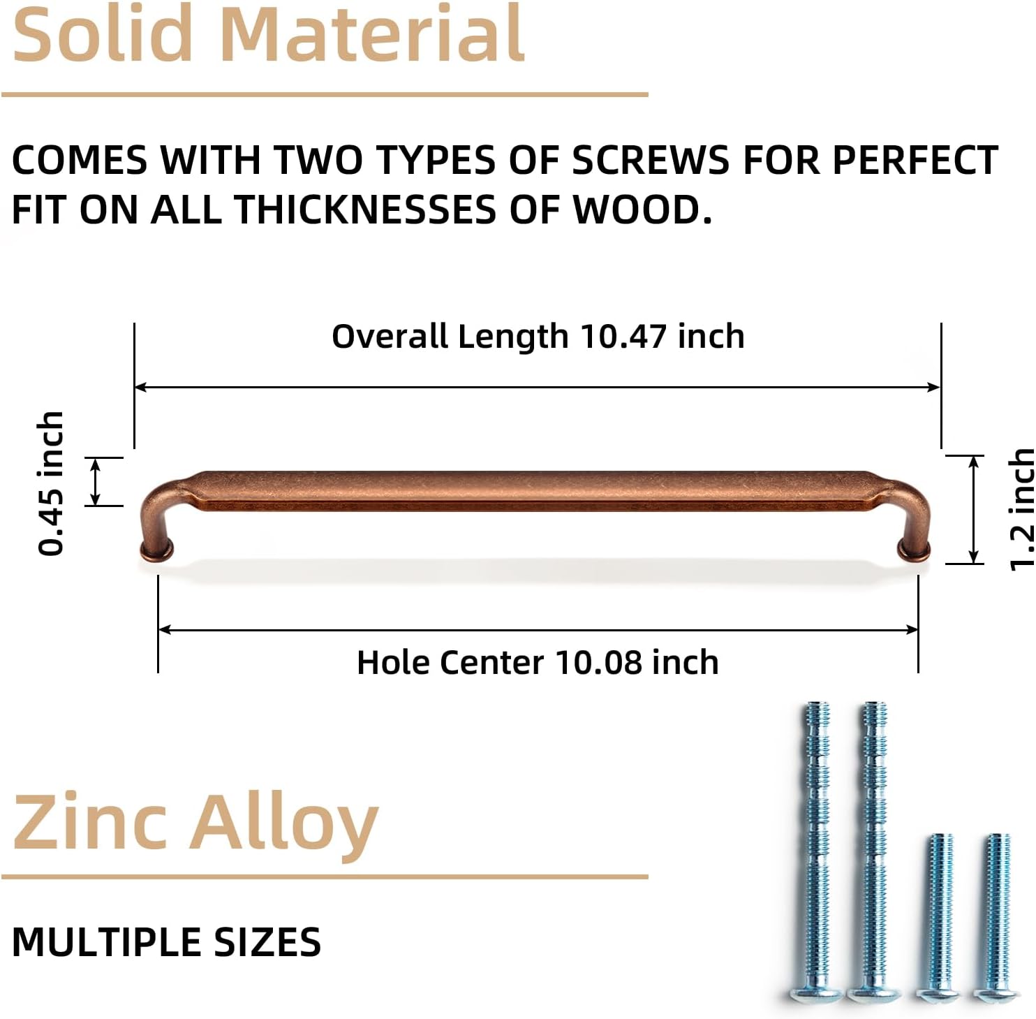 Goo-Ki 6 Pack 10 Inch （256mm） Hole Center Cabinet Pulls Antique Copper Zinc Alloy Kitchen Drawer Pulls Drawer Handles 10.45 Inch Length 2202-AC-256