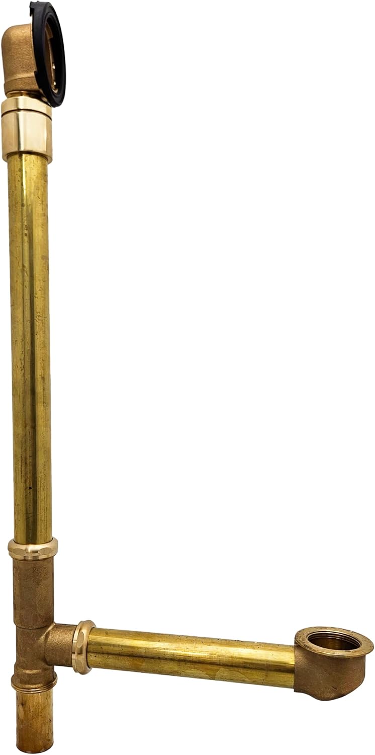 Westbrass A326HBJ-50 25' Brass Bath Waste & Overflow Assembly with European Tip-Toe Drain Plug and Illusionary Faceplate, Powder Coat White