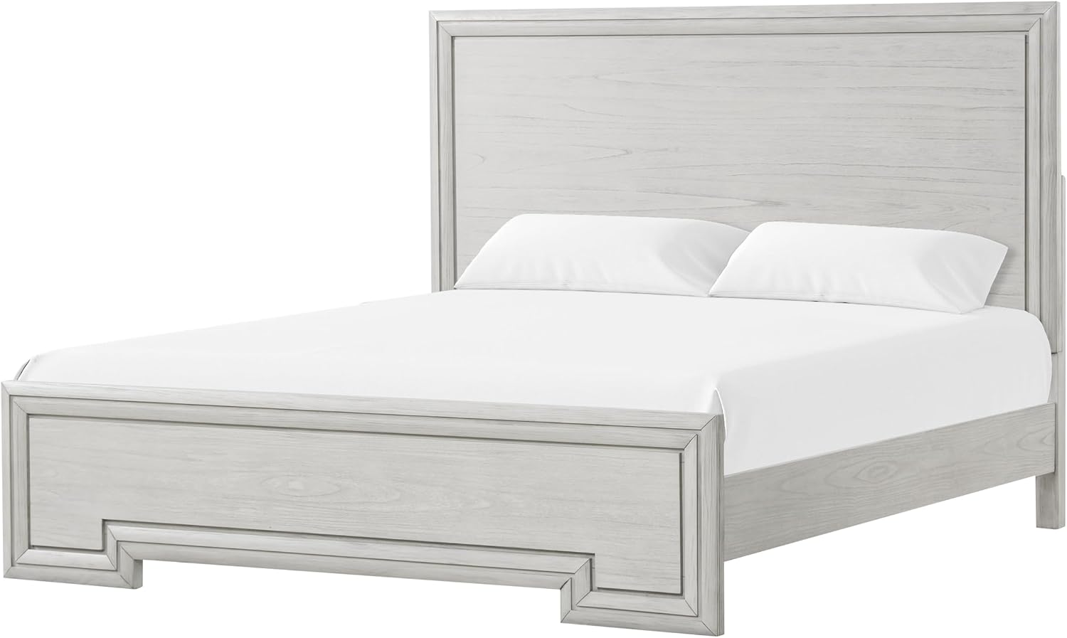 Furniture of America Babsi Modern Wood 5-Piece Bedroom Set with Greek Key Pull, USB Chargers on Nightstand, Felt-Lined Top & Cedarwood-Lined Bottom Drawers, Box Spring Needed, King, Rustic White