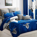 Elegant Blue Rose Floral Queen Light Comforter Set, Luxury 9-Piece Bed in a Bag Queen Bedspread with Matching Curtains Ultra Soft & Breathable Botanical Bedding, All-Season Decor for Master Suite