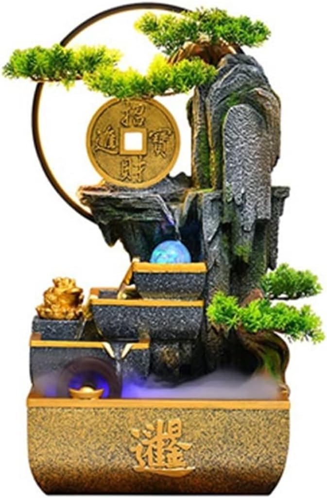 Tabletop Fountain Indoor Tabletop Water Fountain, Home Desktop Waterfall Resin Decoration Waterfall Decor Ornament(Small)