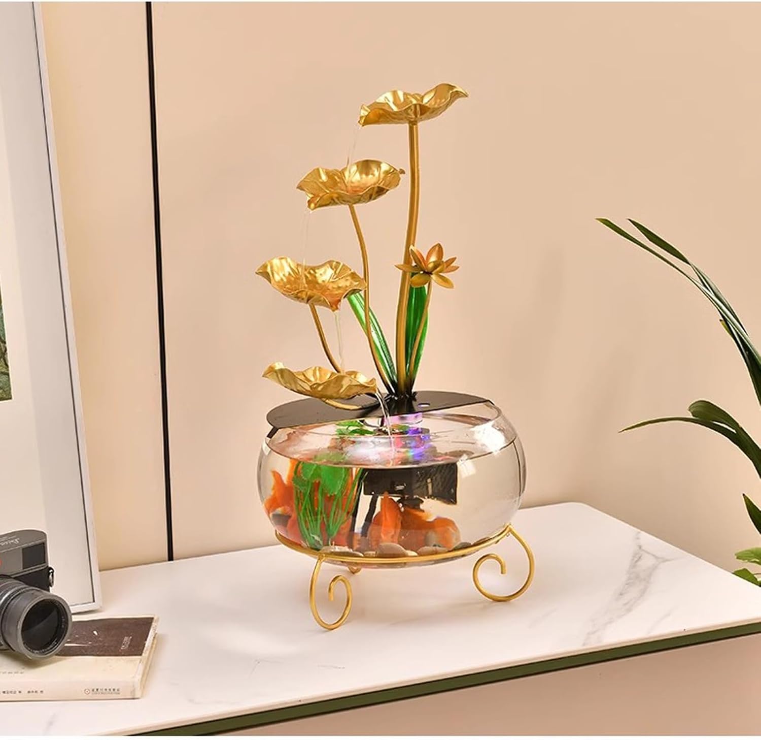 Indoor Fountain Home Small Fish Tank Water Flow Decoration, Living Room TV Cabinet Circulation Decoration, Fountain Office Desktop Decoration Tabletop cor (A)