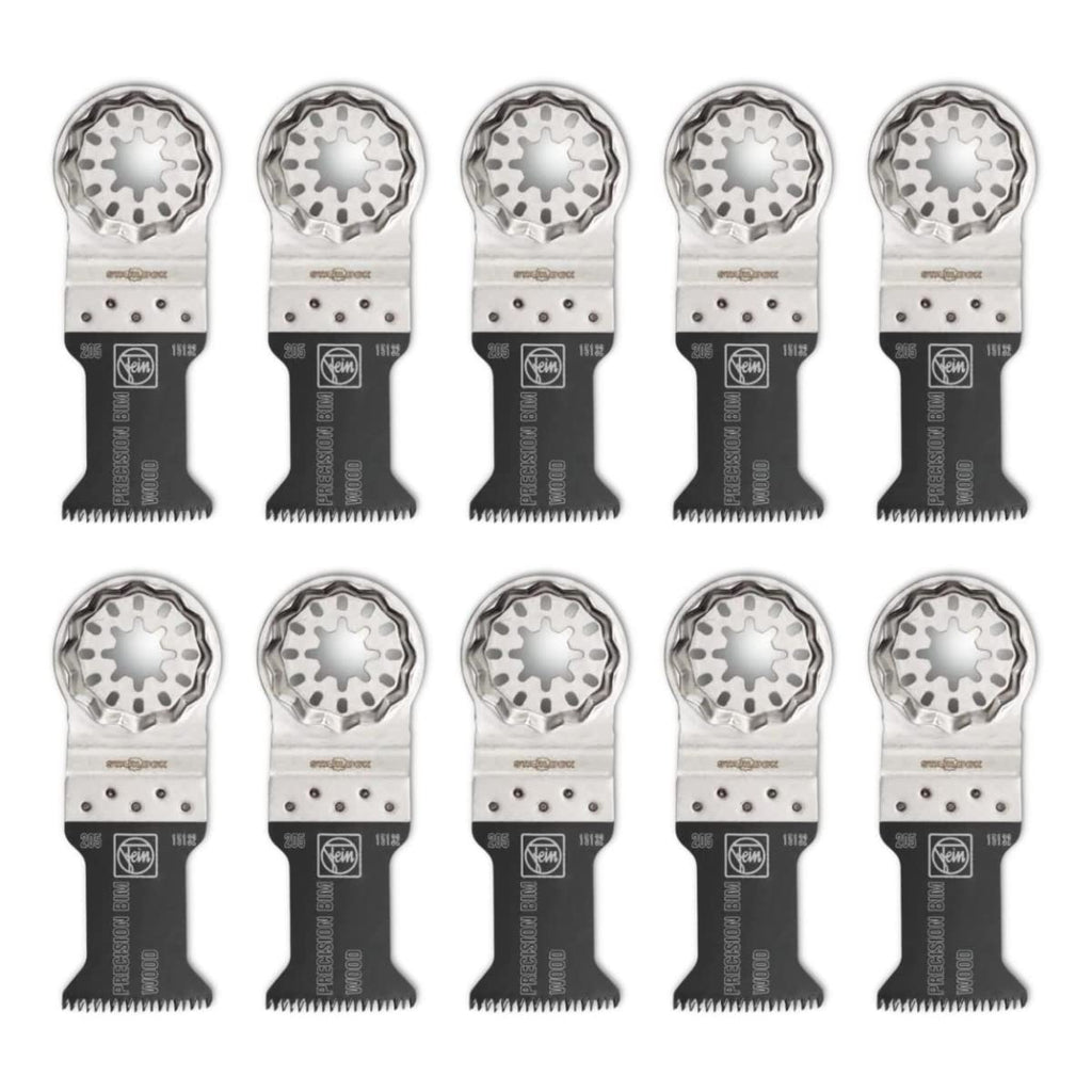 Fein Starlock E-Cut Precision Saw Blade - Precision Cutting for Wood, Drywall & Soft Plastics, Bimetal with Double-Row Japanese Teeth, Extra-Wide, 2-1/2' Width, 2' Length, 10-Pack - 63502229290