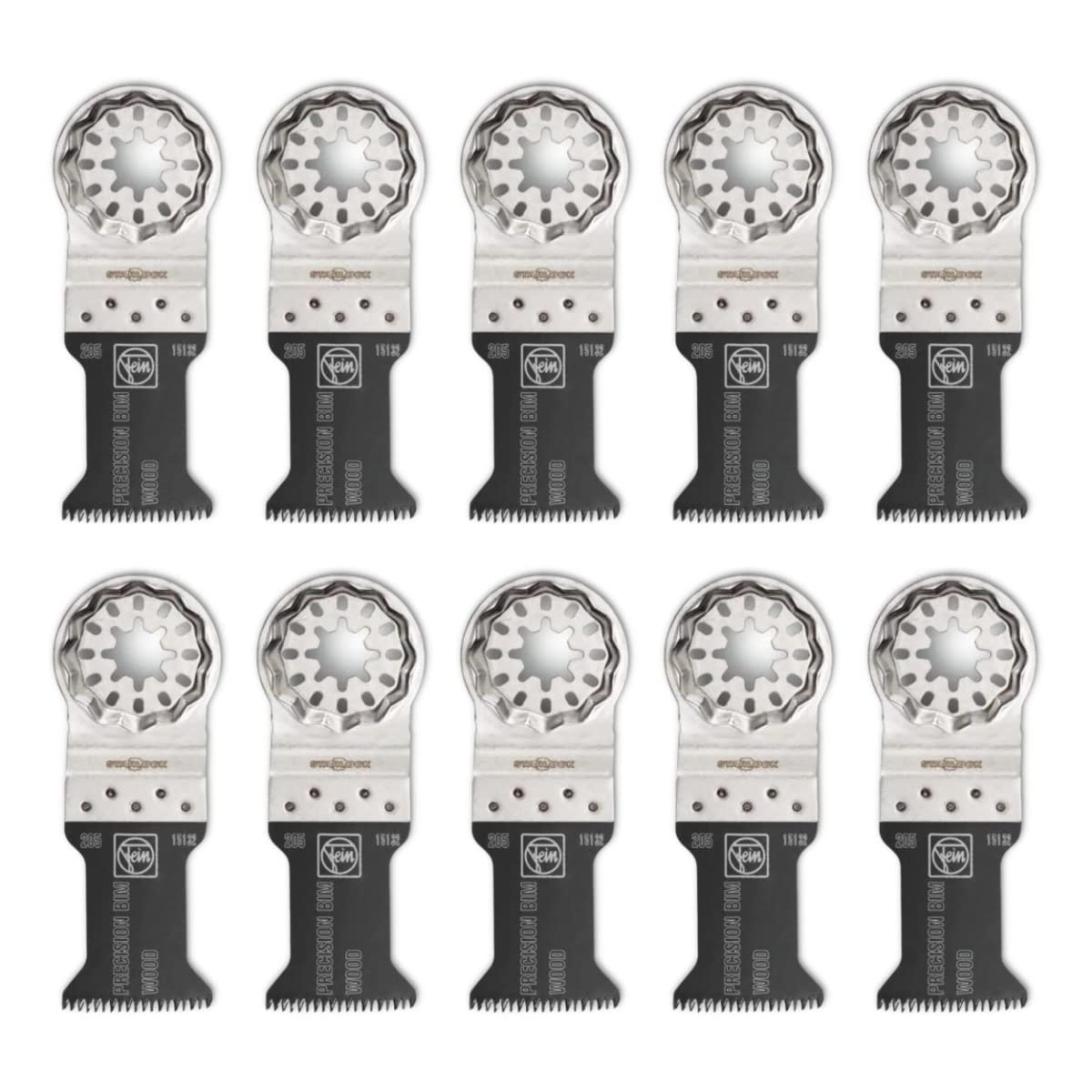 Fein Starlock E-Cut Precision Saw Blade - Precision Cutting for Wood, Drywall & Soft Plastics, Bimetal with Double-Row Japanese Teeth, Extra-Wide, 2-1/2' Width, 2' Length, 10-Pack - 63502229290