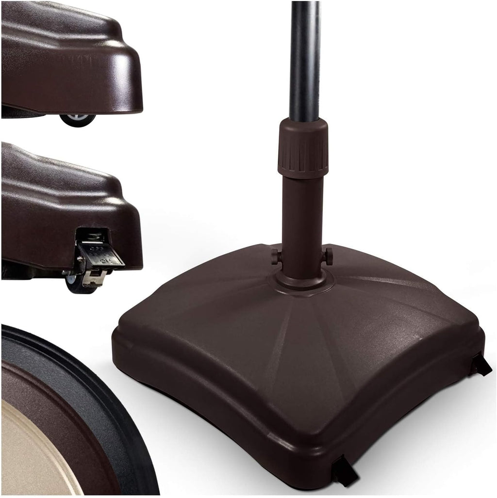 Outdoor Umbrella Stand w/ Easy Rolling Base (up to 125lb) Heavy Duty Universal Design for Weighted Commercial Patio & Deck Big Mobile Sun Shade w/ Hidden Wheels | Bronze