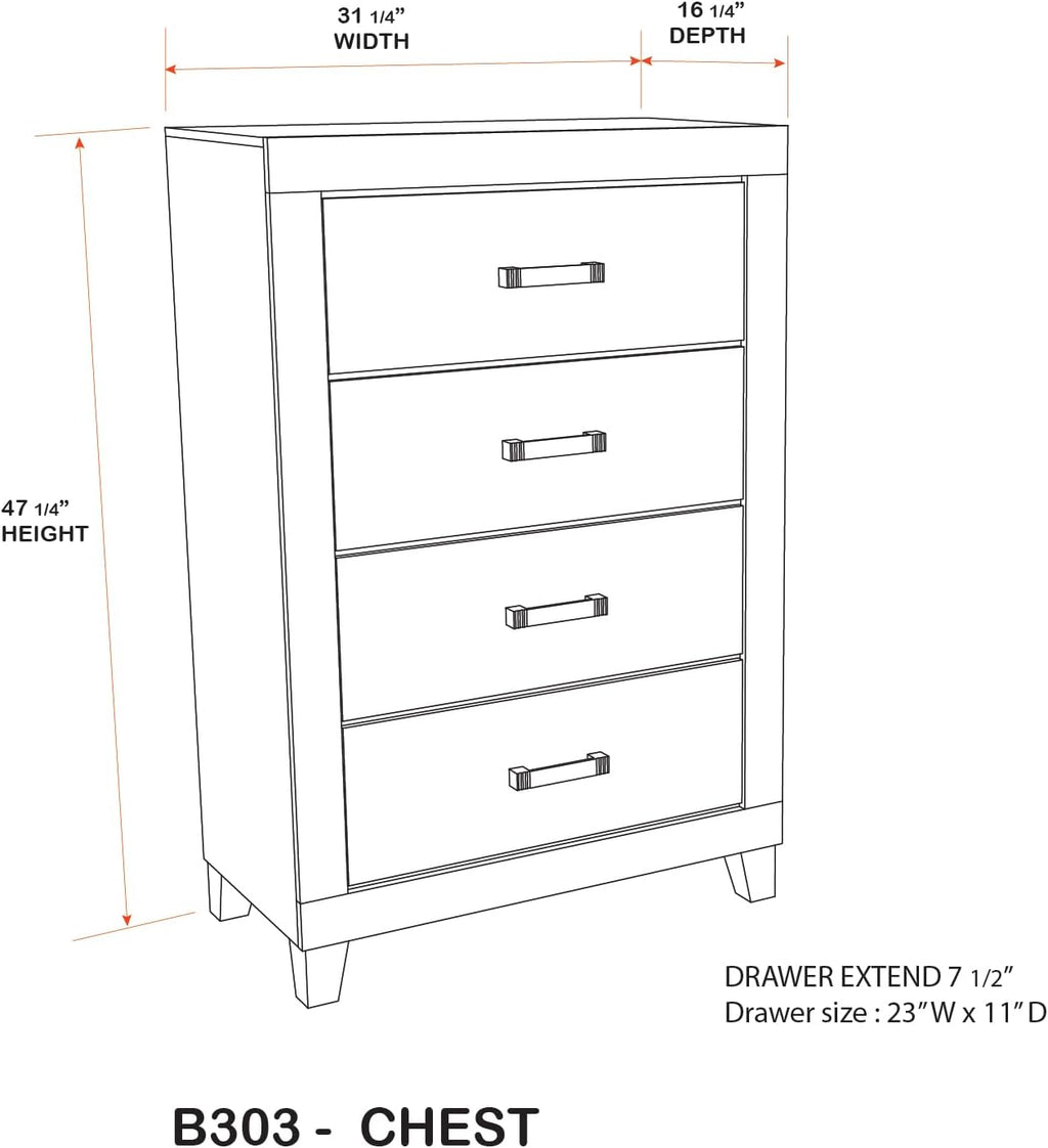 Kings Brand Furniture Biloxi Farmhouse Classic 5-Piece Bedroom Set - Bed Frame with Headboard, Dresser and Mirror, Chest and Nightstand (Queen)