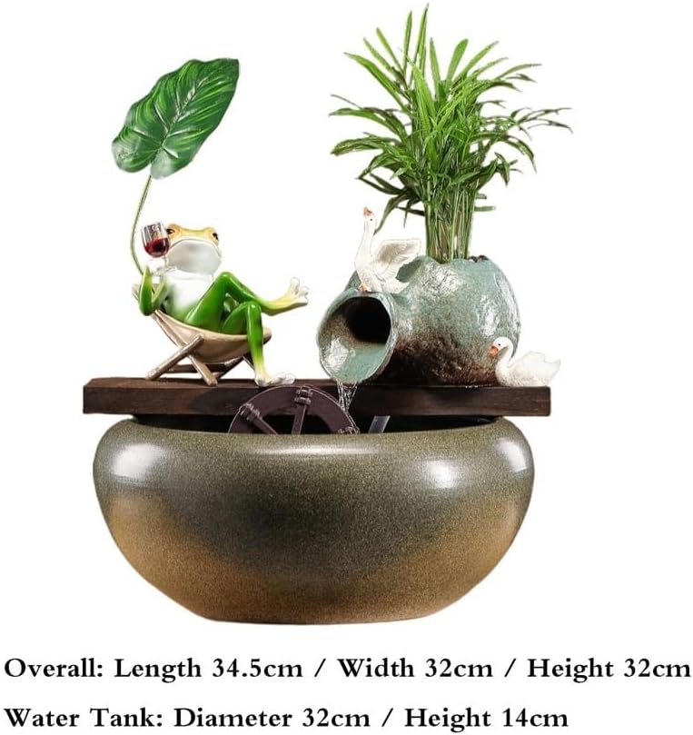Tabletop Fountain Circulating Water Ornaments Fish Tank Pottery Fountain for Home Office Bedroom Tabletop Water Fountain