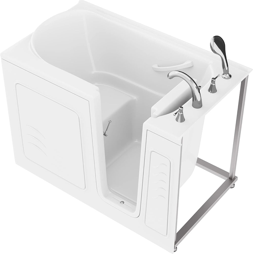 ANZZI Walk-In Bathtub 30 in x 53 in Right Drain Soaking Tub, Quick Fill Faucet, ADA Compliant Seat, Low Threshold Entry, Slip-Resistant Floor, Grab Bar, White Acrylic | AMZ3053RWS