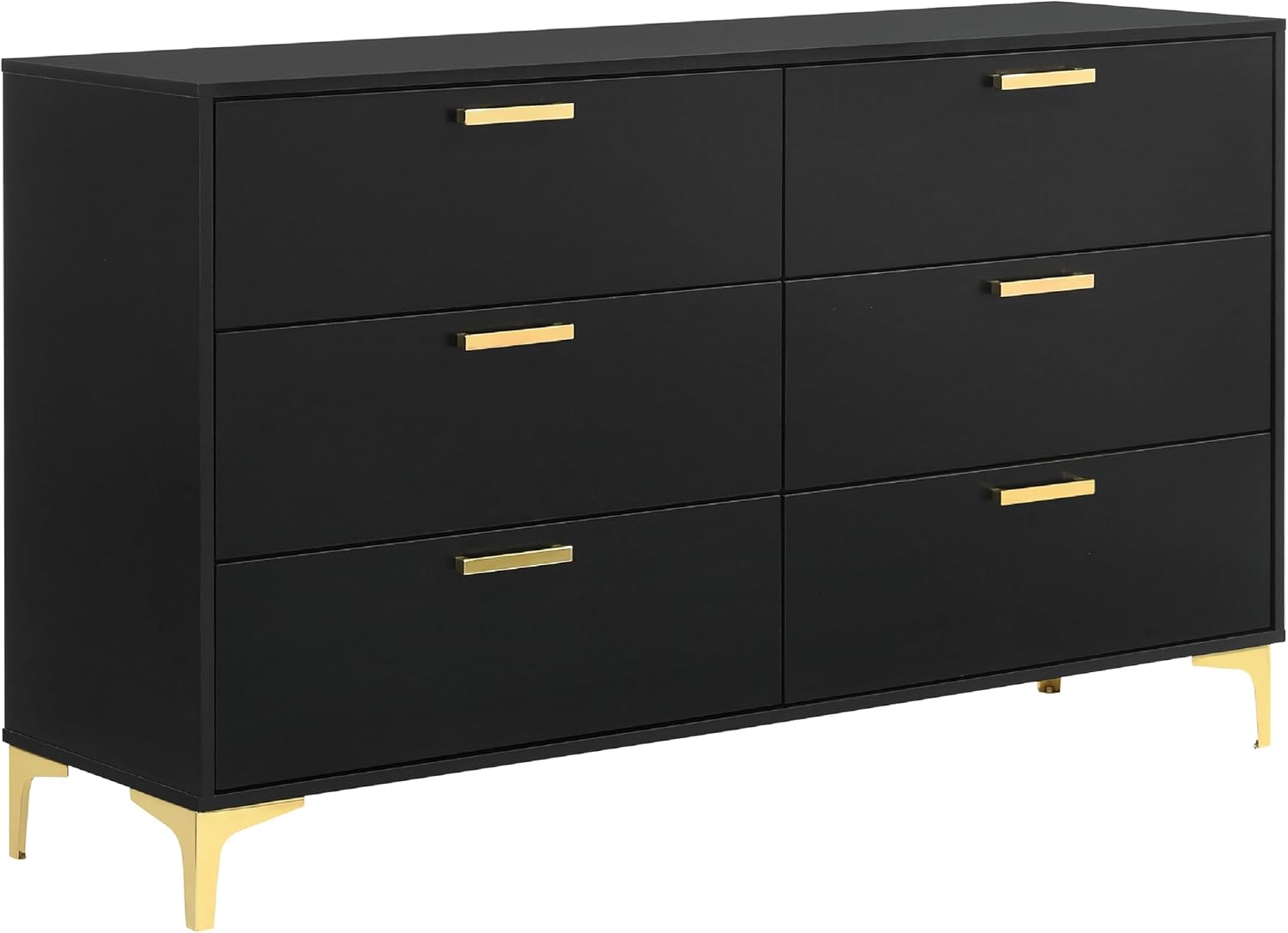Benzara Dle 4 Piece Queen Bedroom Set, Tufted Black Velvet, Modern Gold Accent