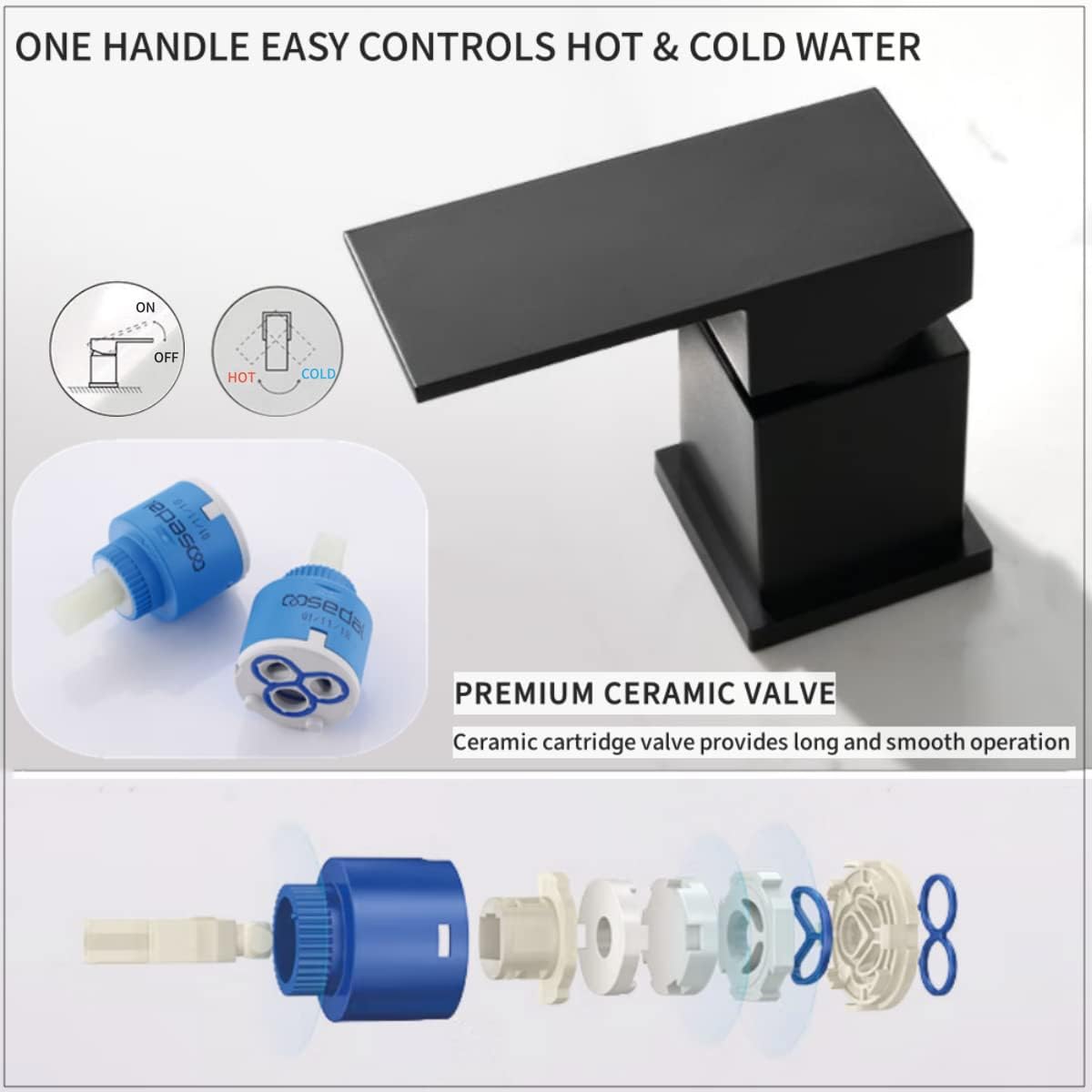 Black Roman Tub Faucet with Hand Shower, Deck-Mount Bathtub Faucet Tub Filler with Sprayer Waterfall Tub Faucet Set