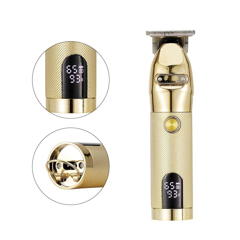 Professional Hair Clippers for Men, Electric Hair Clipper Personal Care High Power Shaver LCD USB Rechargeable Metal Barber Supplie Trimmer for Men, Gold