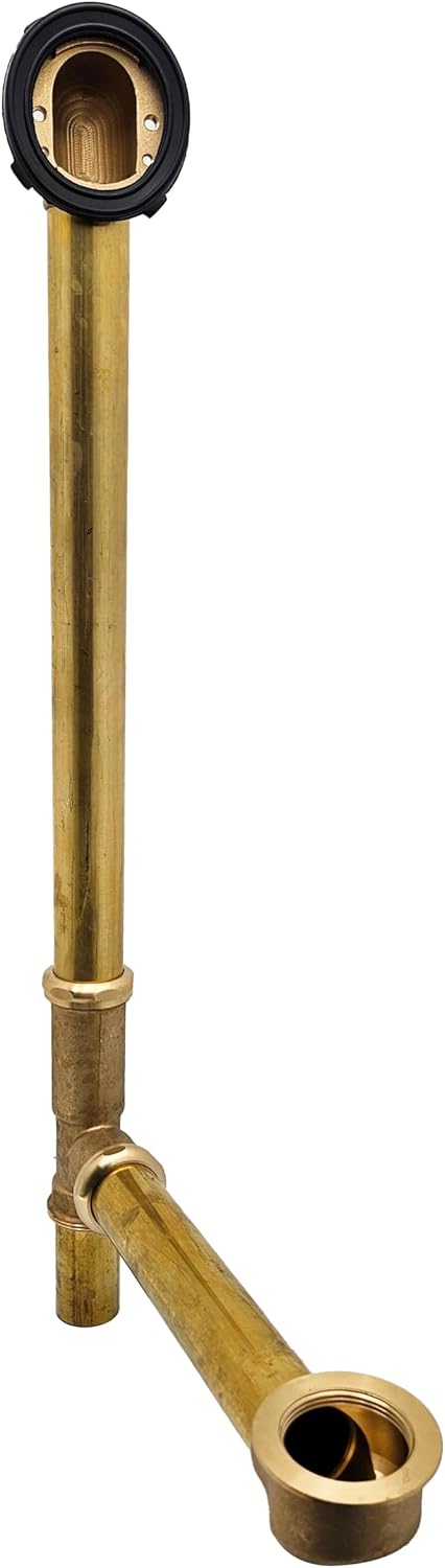 Westbrass D324-20G-12 22-1/2' Brass Bath Waste & Overflow Assembly with Trip Lever and Beehive Strainer Grid Drain, Oil Rubbed Bronze