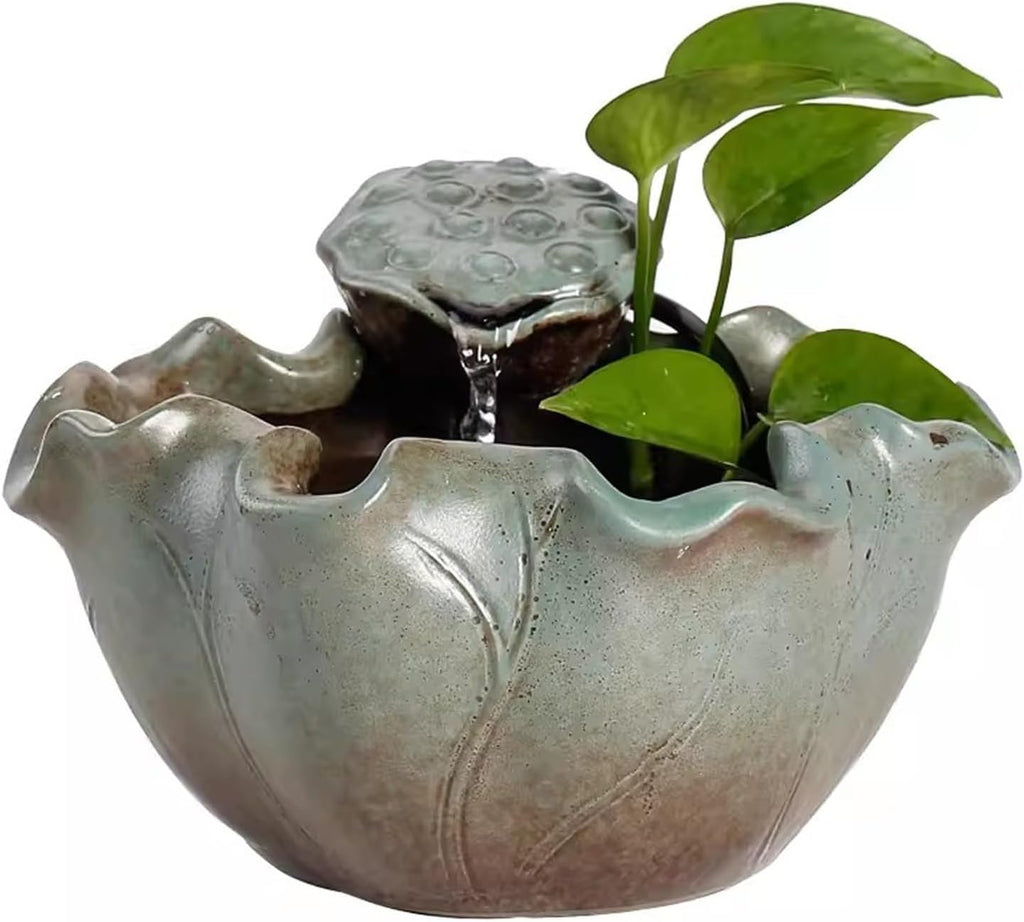 Tabletop Fountain New Chinese Style Ceramic Minimalist Small Flowing Water Financial Decoration Fountain Office Living Room Desktop Decoration Desktop Fountain