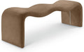 Meridian Furniture 22096Brown Willow Collection Modern | Contemporary Bench with Soft Brown Vegan Leather, Iron Metal Inner Frame, 56.5' W x 18' D x 19' H, Brown
