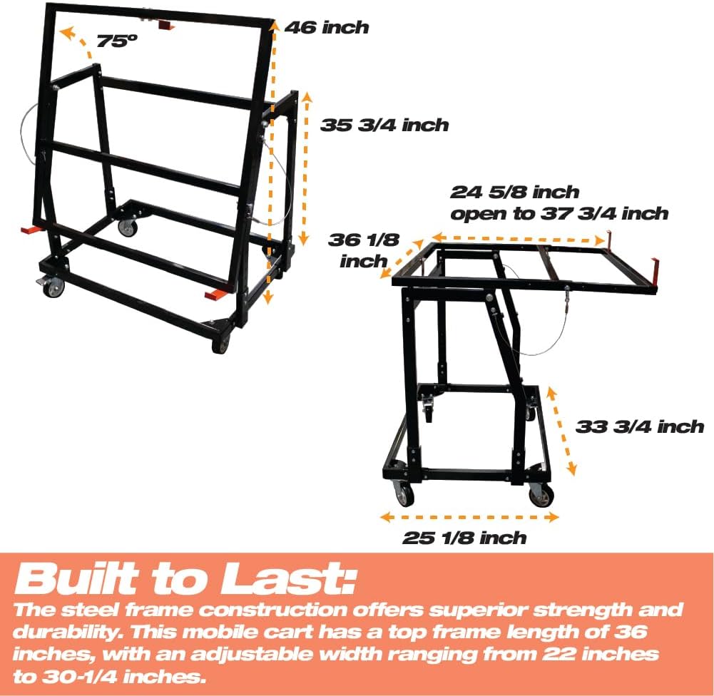 LAUCO Mate Panel Cart and Stand – Mobile Base Stand Contains Rubber Rolling 4' Casters – Mobile Workbench for Tools, Woodworking Tools and Accessories [87280]