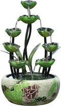 Tabletop Water Fountain Tabletop Fountains Indoor Lotus Leaf Relaxation Fountains Tabletop Waterfall Decoration Fountain Zen Meditation Indoor Waterfall Feature with Pump Indoor Fountain(Large)