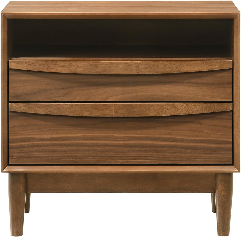 Armen Living Artemio Queen 3 Piece Wood Bedroom Set in Walnut Finish