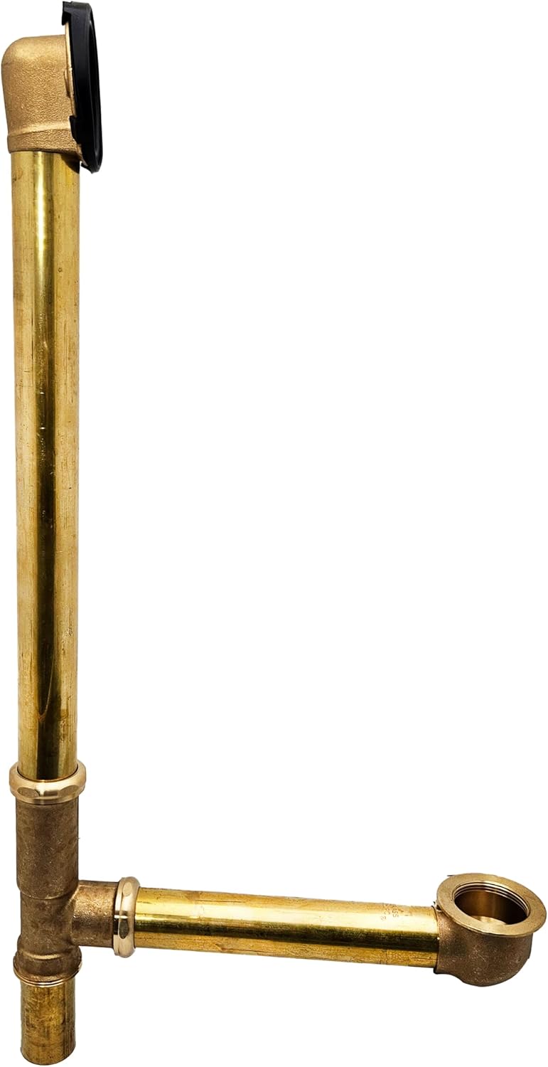 Westbrass A324-01 22-1/2' Bath Waste & Overflow Assembly with Trip Lever and Beehive Strainer Grid Drain, Polished Brass