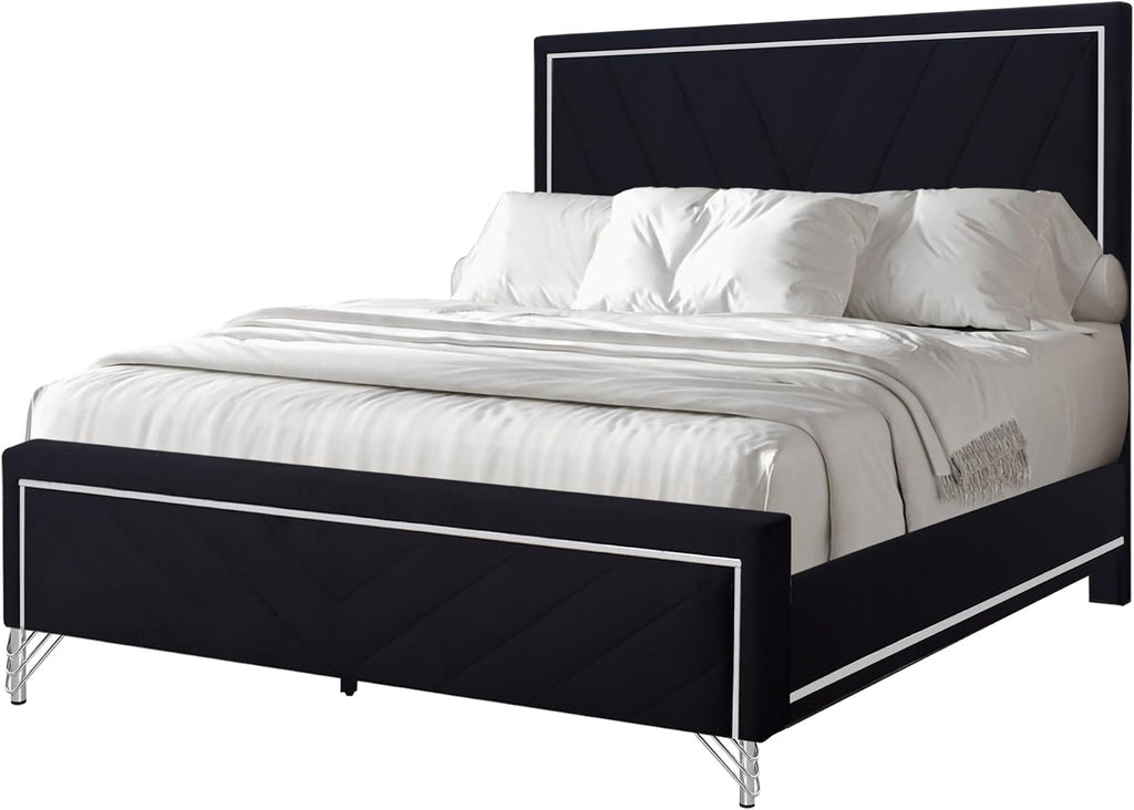New Classic Furniture Ava 5-Piece Wood Queen Bedroom Set with 2 Nightstands, Ebony Black