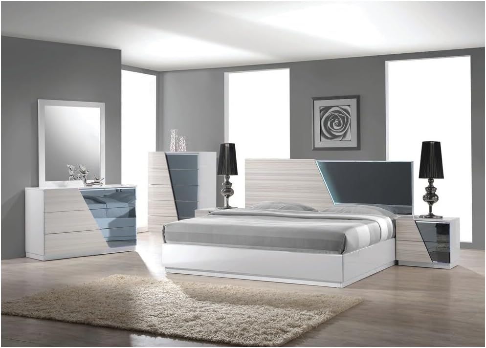 Best Master Manchester 5-Piece Wood Queen Bedroom Set in Zebra/White