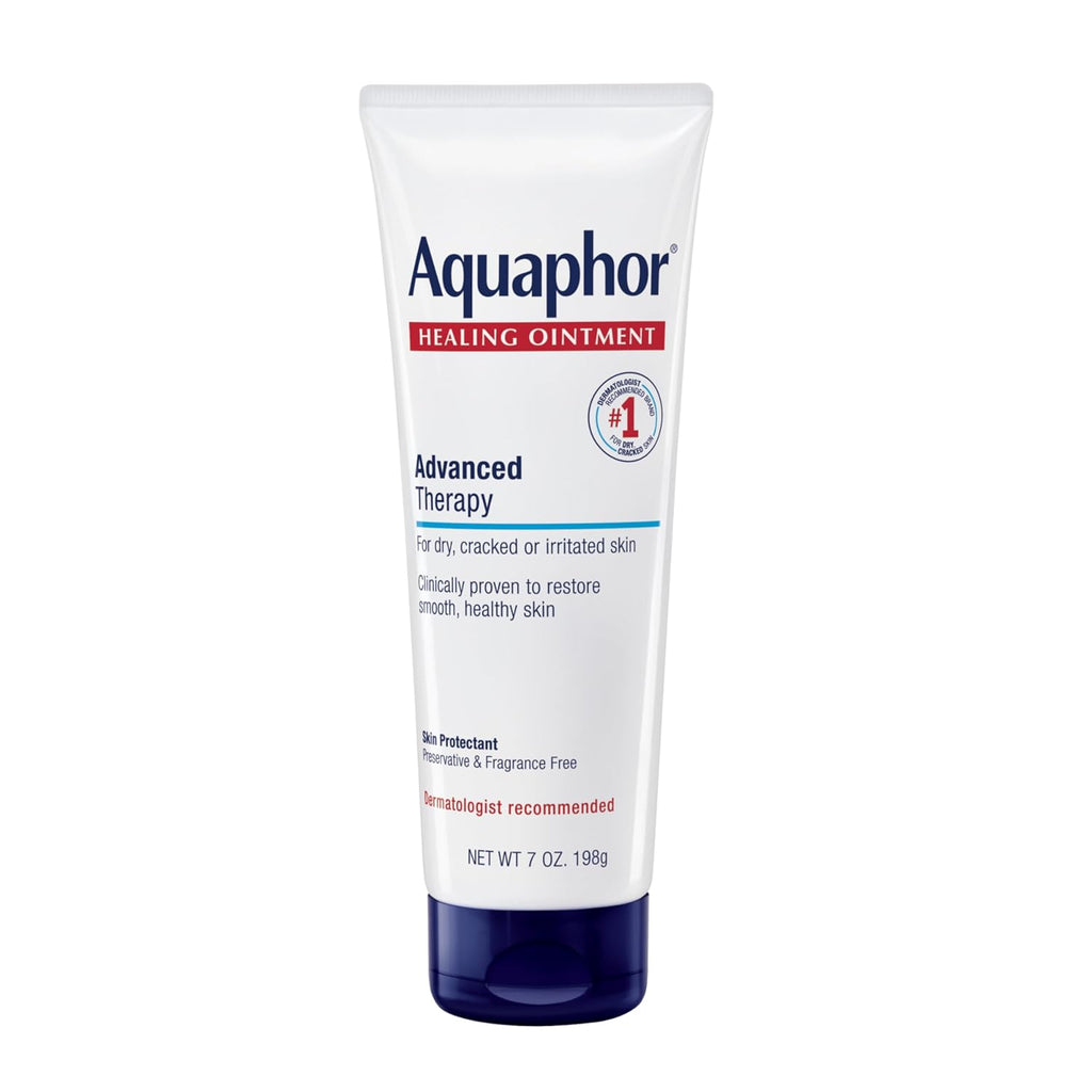 Aquaphor Healing Ointment Advanced Therapy Skin Protectant, Dry Skin Body Moisturizer, 7 Oz Tube (Pack of 12)