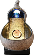 Tabletop Fountain Resin Tabletop Fountain Circulating Waterscape Decoration for Home and Office(Brown)