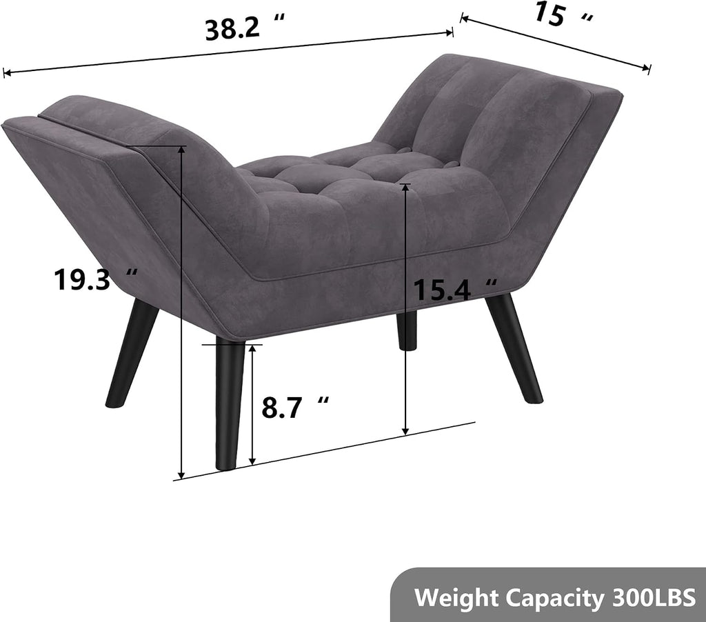 Andeworld Upholstered Tufted Small Cute Bench Ottoman for Entryway Foyer Bathroom Vanity Bedroom (One Seater, Dark Grey)