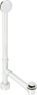 Westbrass D3221HK-50 22-1/2' Brass Bath Waste & Overflow Assembly with Twist & Close Drain Trim and No-Hole Elbow, Powder Coat White