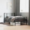 Metal Twin Bed Frame with Footboard Black 39.4'x78.7' Steel Platform Bed Base Underbed Storage Space for Bedroom Furniture