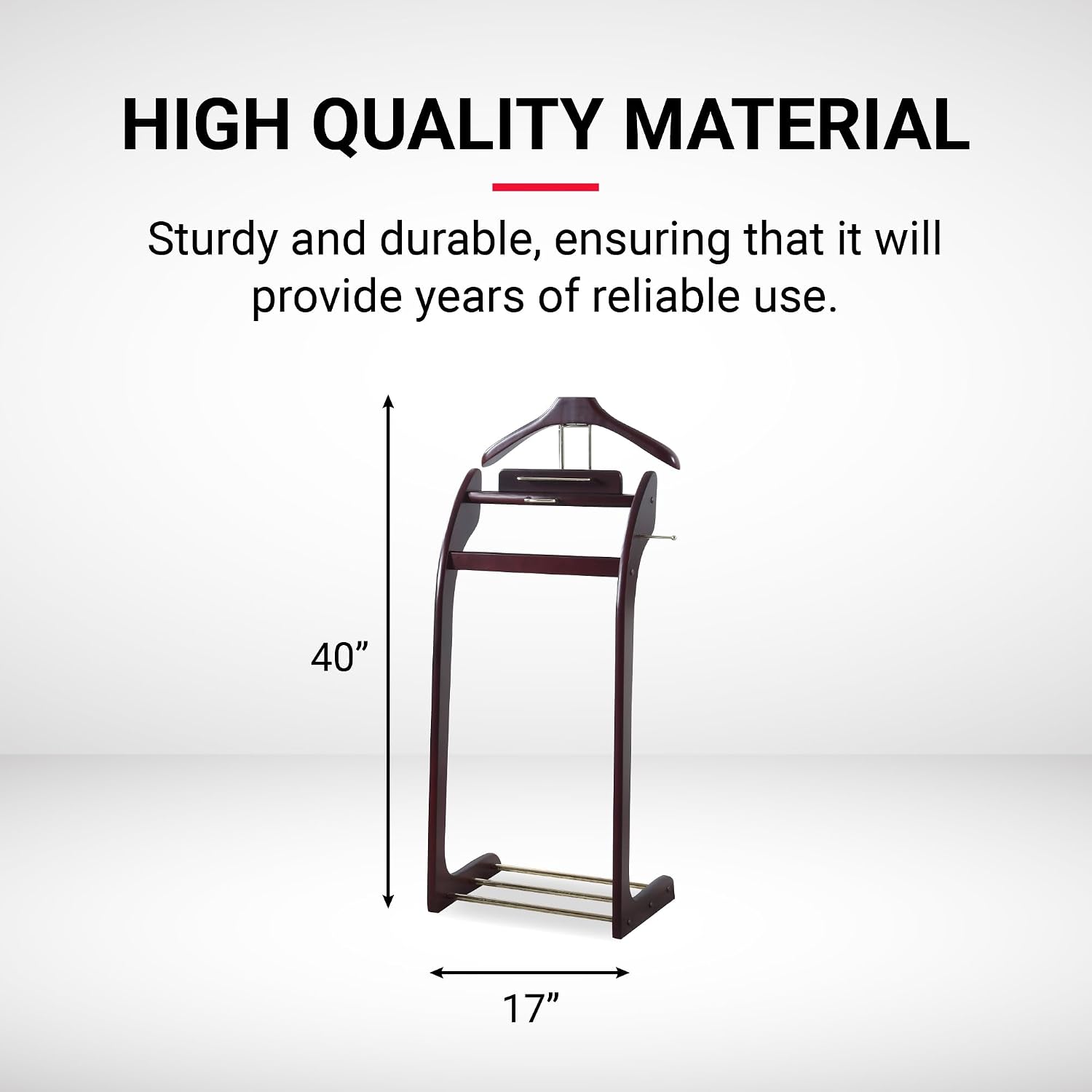 Proman Products - Windsor Executive Wardrobe Valet, Mens Valet Stand, Accessory & Clothes Organizer (Mahogany)