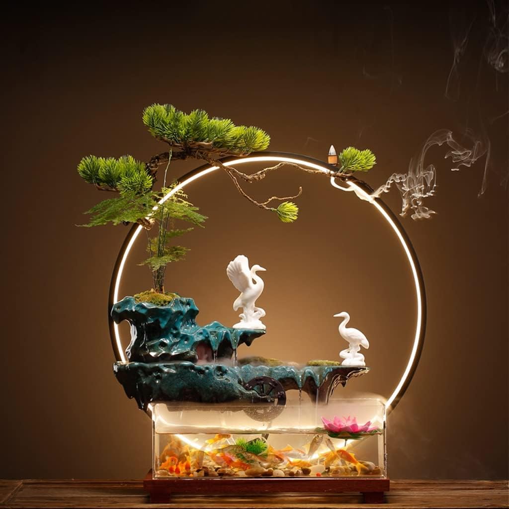 Tabletop Fountains Tabletop Fountain Office Desk Decoration Fountain Indoor Ceramic Rockery Atomized Fountains Creative Fish Tank Waterfall Desktop Fountain Zen Meditatio