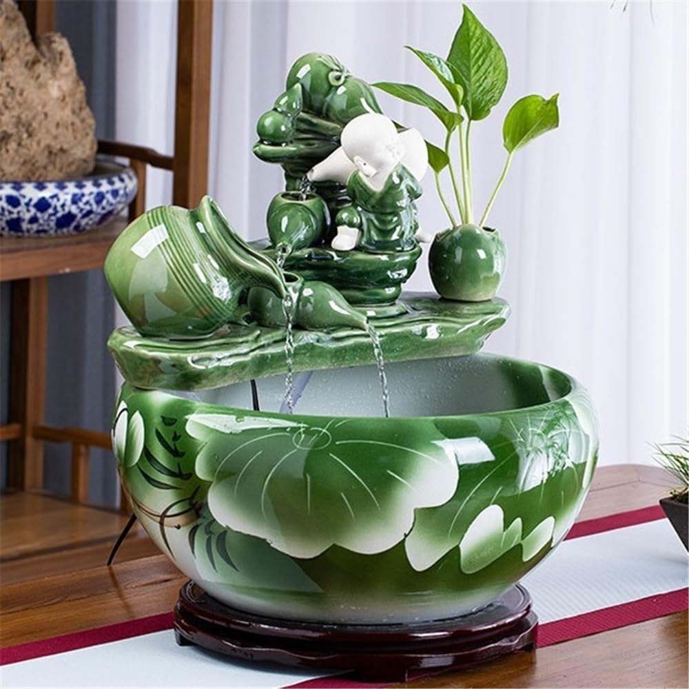 Tabletop Fountain Tabletop Fountain Ceramic Fish Tank Desktop Landscaping for Indoor and Home Decoration Tabletop Water Fountain(Large)