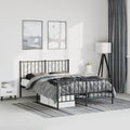 Metal Bed Frame with Footboard Black 76'x79.9' King Platform Steel Frame Sturdy Storage Space Under Bed for Bedroom Furniture