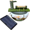 Solar Bamboo Water Fountain Kit, Handcrafted Zen Garden Feature with Pump, Indoor Tabletop Fountain, Fish Tank Circulator, Pond and Patio Water Ornament